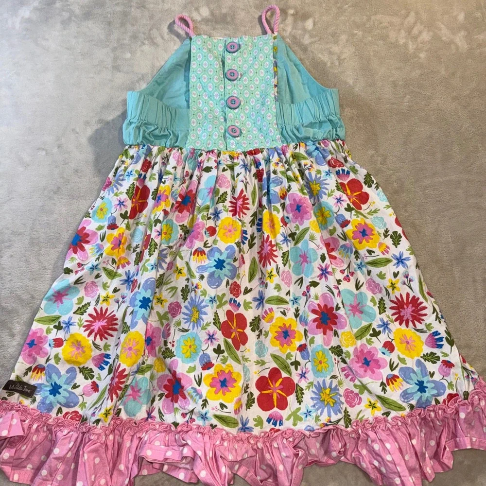 Matilda Jane Girls Floral Halter Dress Multi Color Ruffle Hem Size 10 826-2012